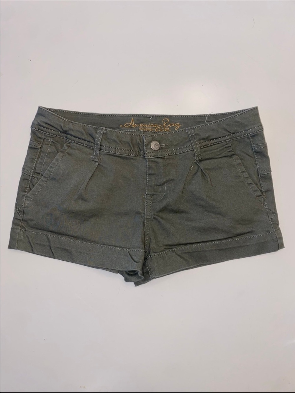 dark olive green American Rag Cie low-rise stretch shorts